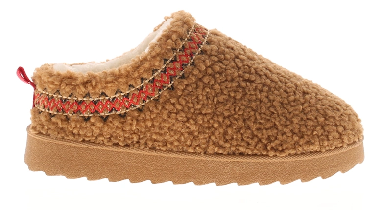 Womens Slippers Andover Slip On Borg Mules Chunky Soles Tan UK Size