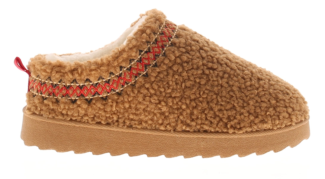 Womens Slippers Andover Slip On Borg Mules Chunky Soles Tan UK Size