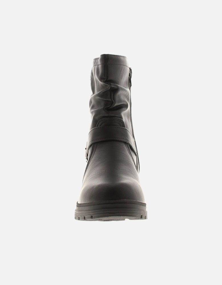 Womens Biker Boots Parade Zip black UK Size