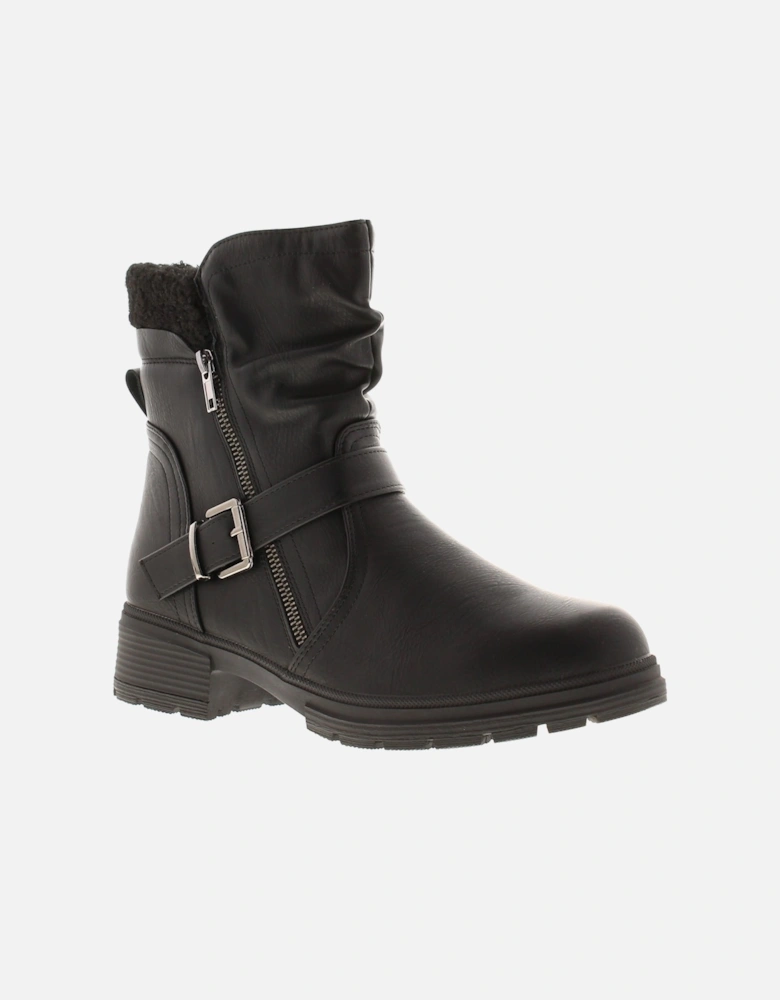 Womens Biker Boots Parade Zip black UK Size