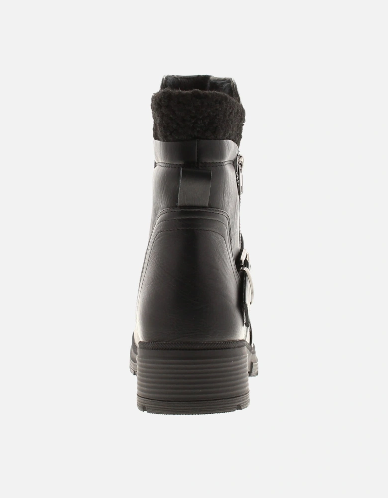 Womens Biker Boots Parade Zip black UK Size