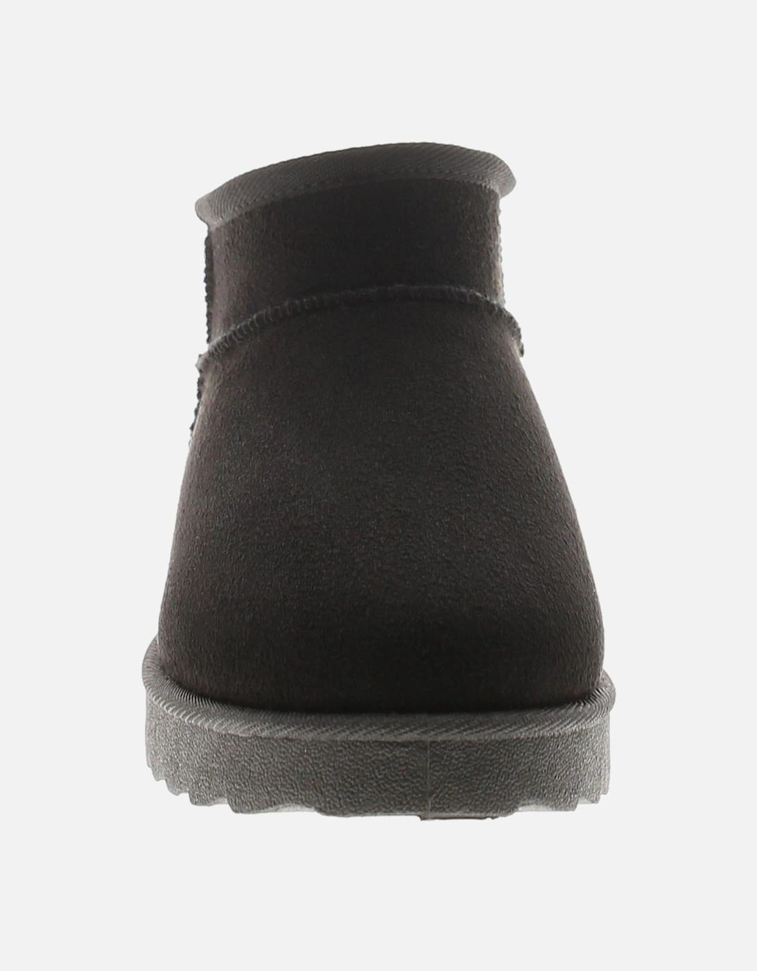 Womens Ankle Boots Apply Slip On Chunky Soles Warm Lining Black UK Size