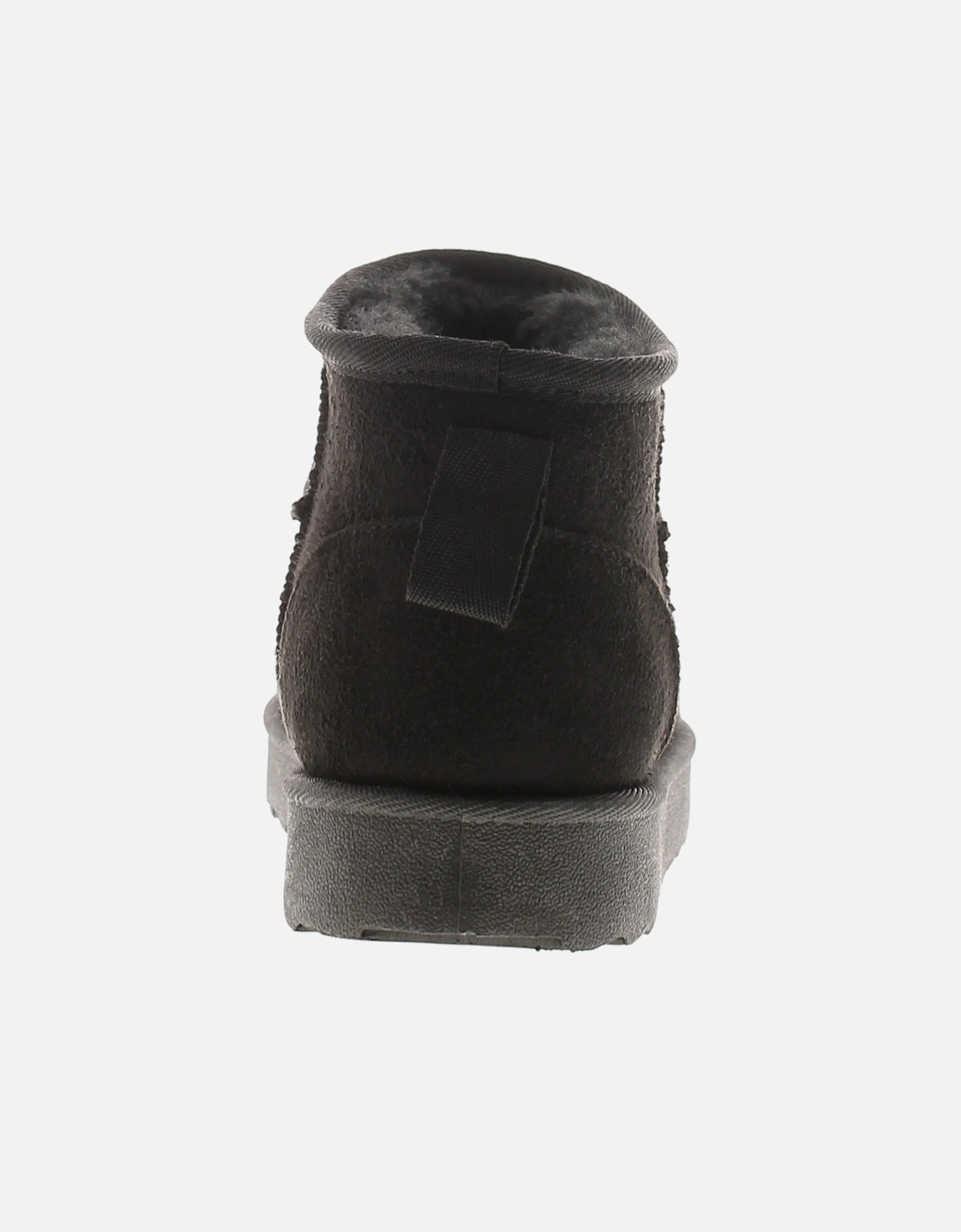 Womens Ankle Boots Apply Slip On Chunky Soles Warm Lining Black UK Size