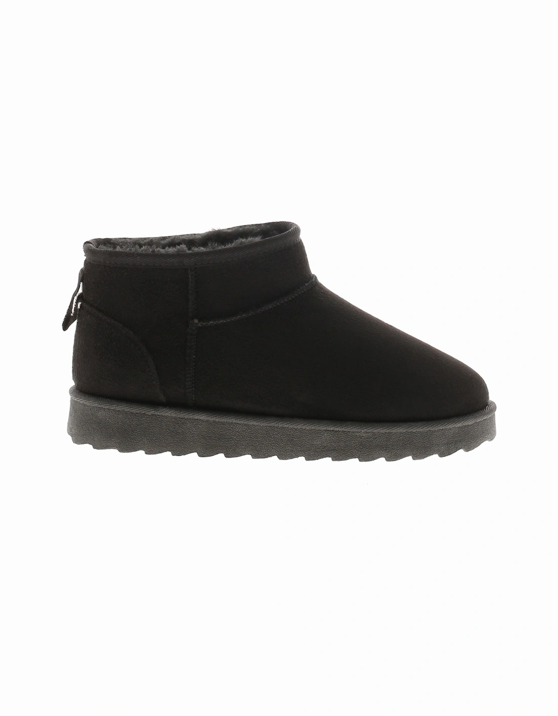 Womens Ankle Boots Apply Slip On Chunky Soles Warm Lining Black UK Size