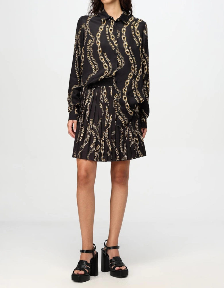 Chain Print Pleated Mini Skirt