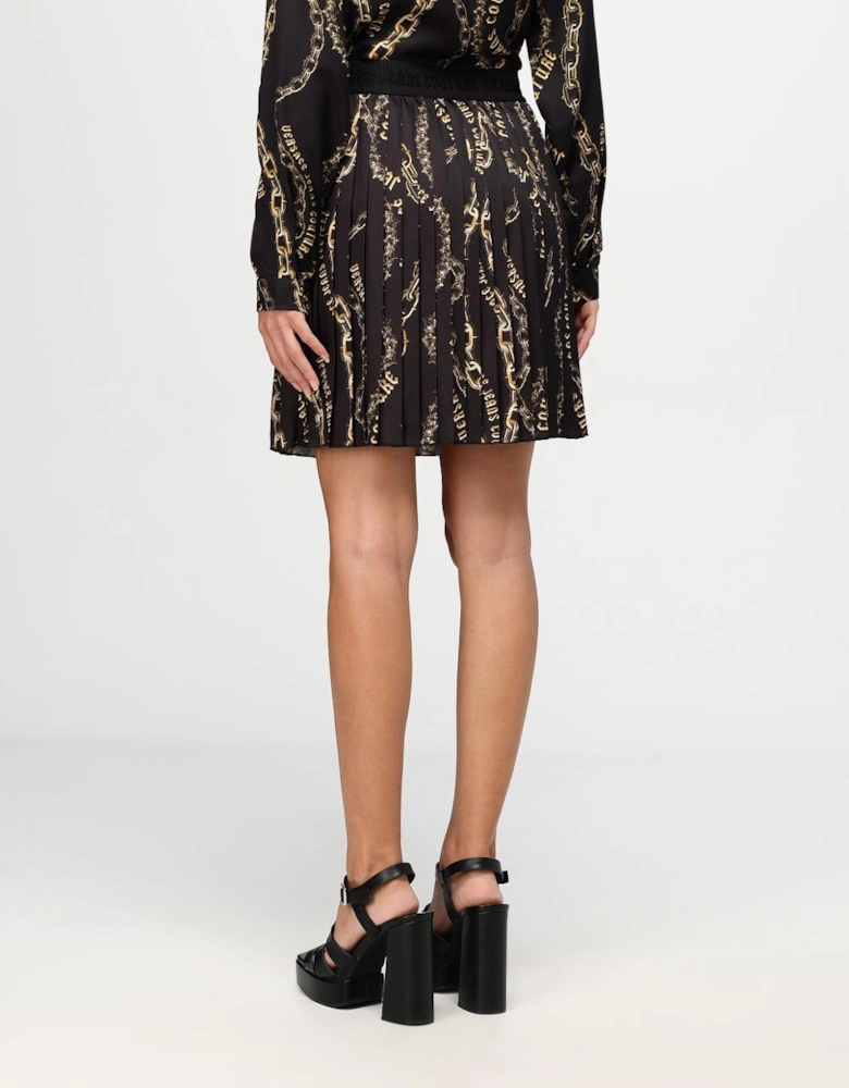 Chain Print Pleated Mini Skirt