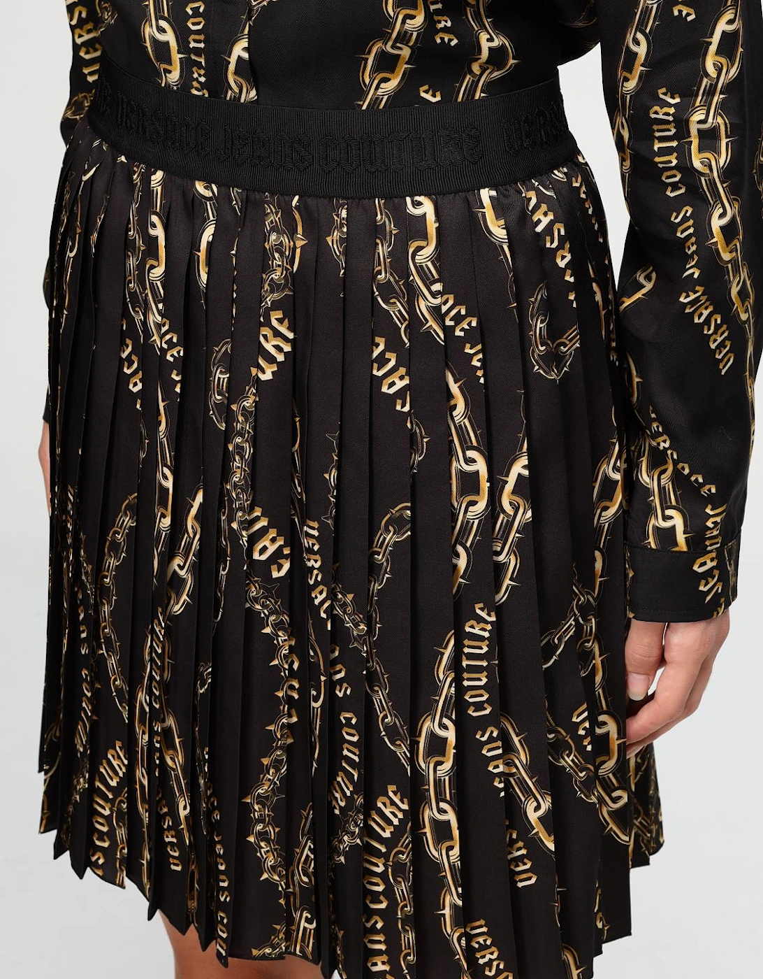 Chain Print Pleated Mini Skirt