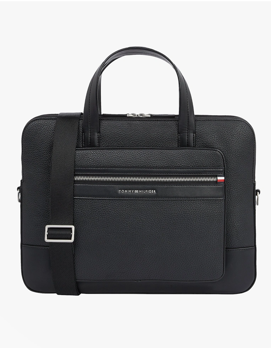 PEBBLE GRAIN METAL LOGO Mens Laptop Bag Black, 6 of 5