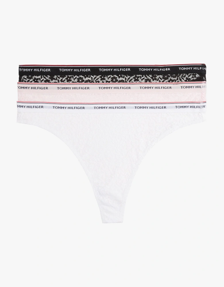 Womens 3 Pack Thong Lace Multicoloured
