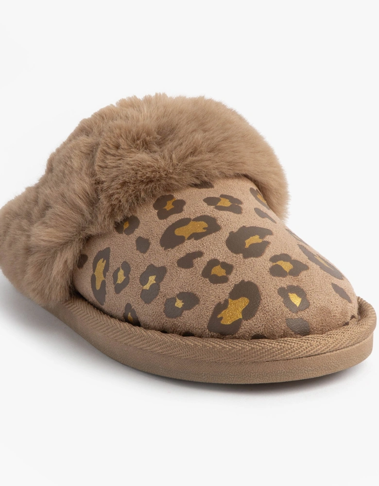 Jo & Joe MILA Womens Mule Slippers Chestnut Leopard