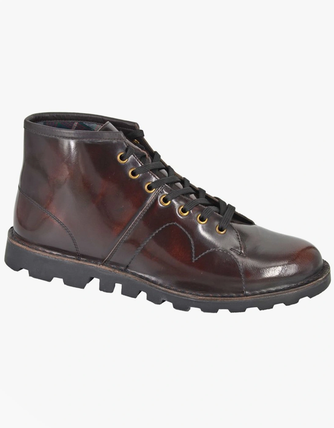 Mens Leather Monkey Boots Brush-Off Bordeaux, 2 of 1