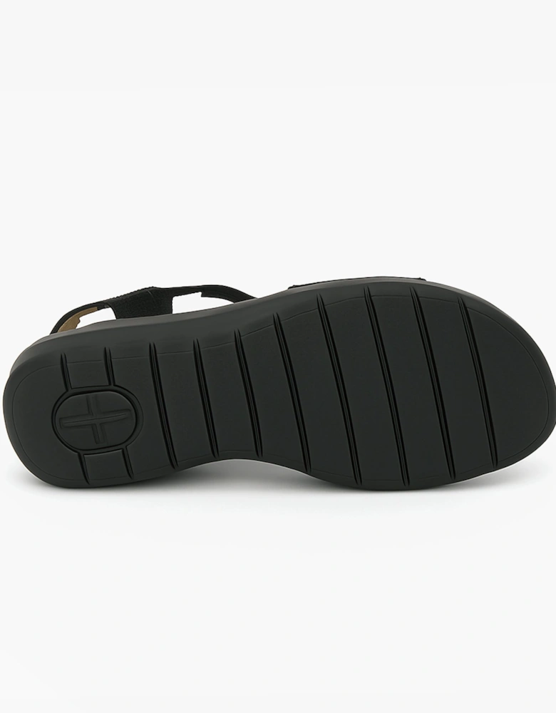 Womens Strapy Touch Fasten Sandals Black Shimmer