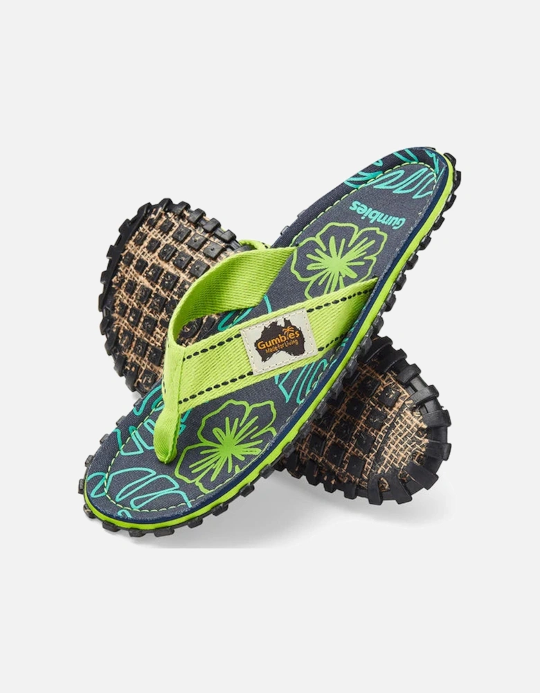 ISLANDER Unisex Flip-Flops Lime Hibiscus