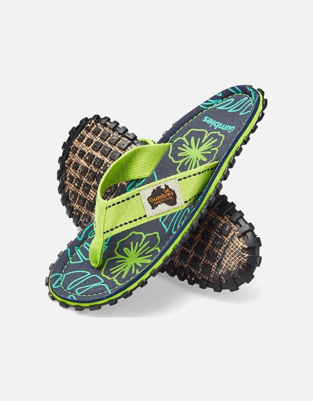 ISLANDER Unisex Flip-Flops Lime Hibiscus