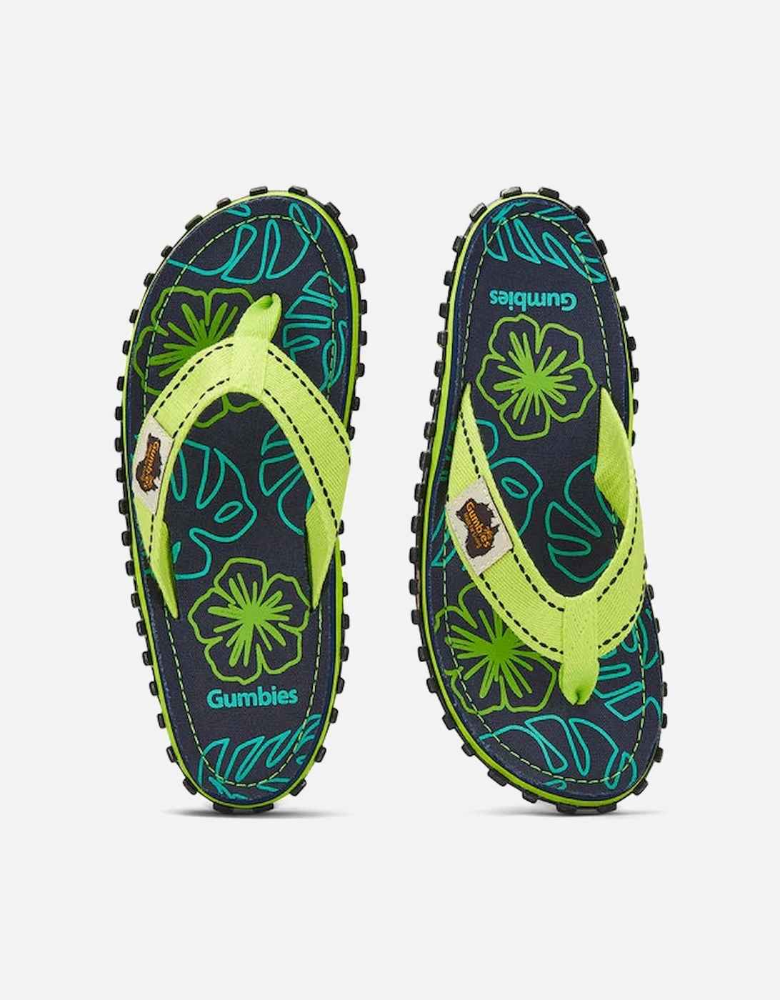ISLANDER Unisex Flip-Flops Lime Hibiscus