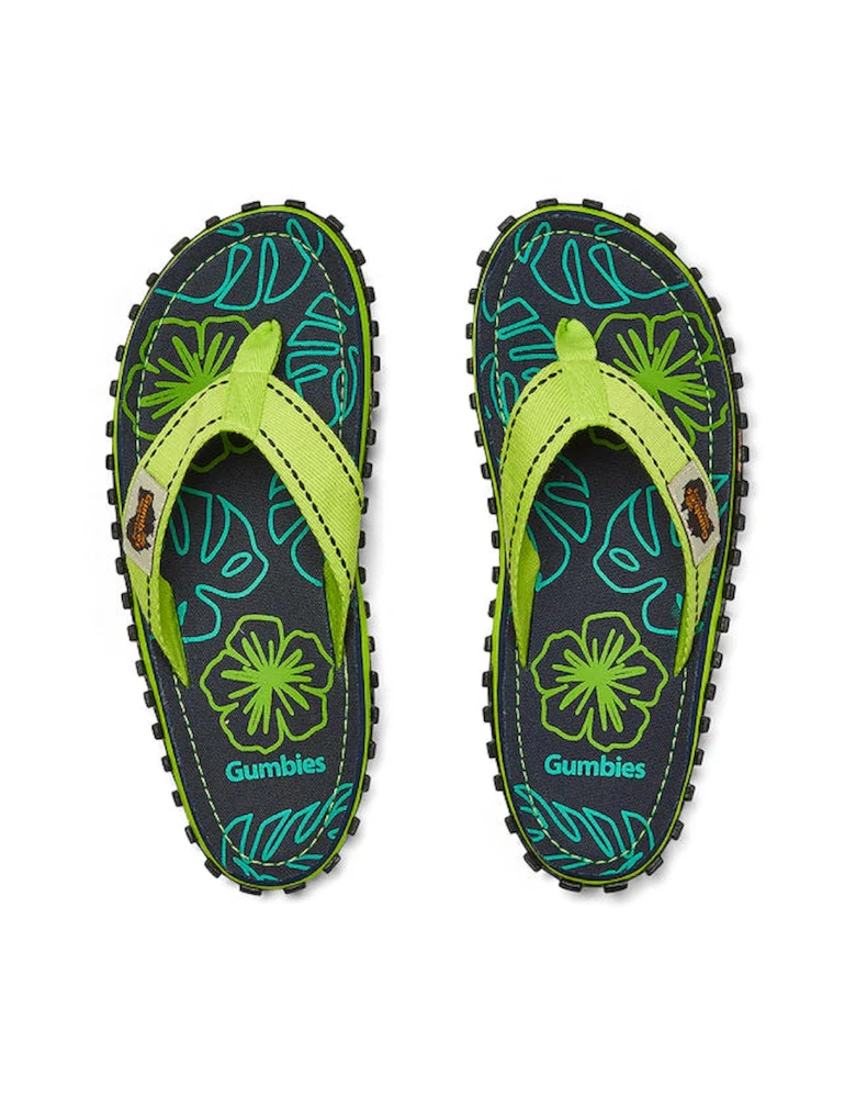 ISLANDER Unisex Flip-Flops Lime Hibiscus