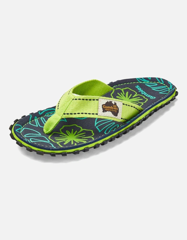 ISLANDER Unisex Flip-Flops Lime Hibiscus