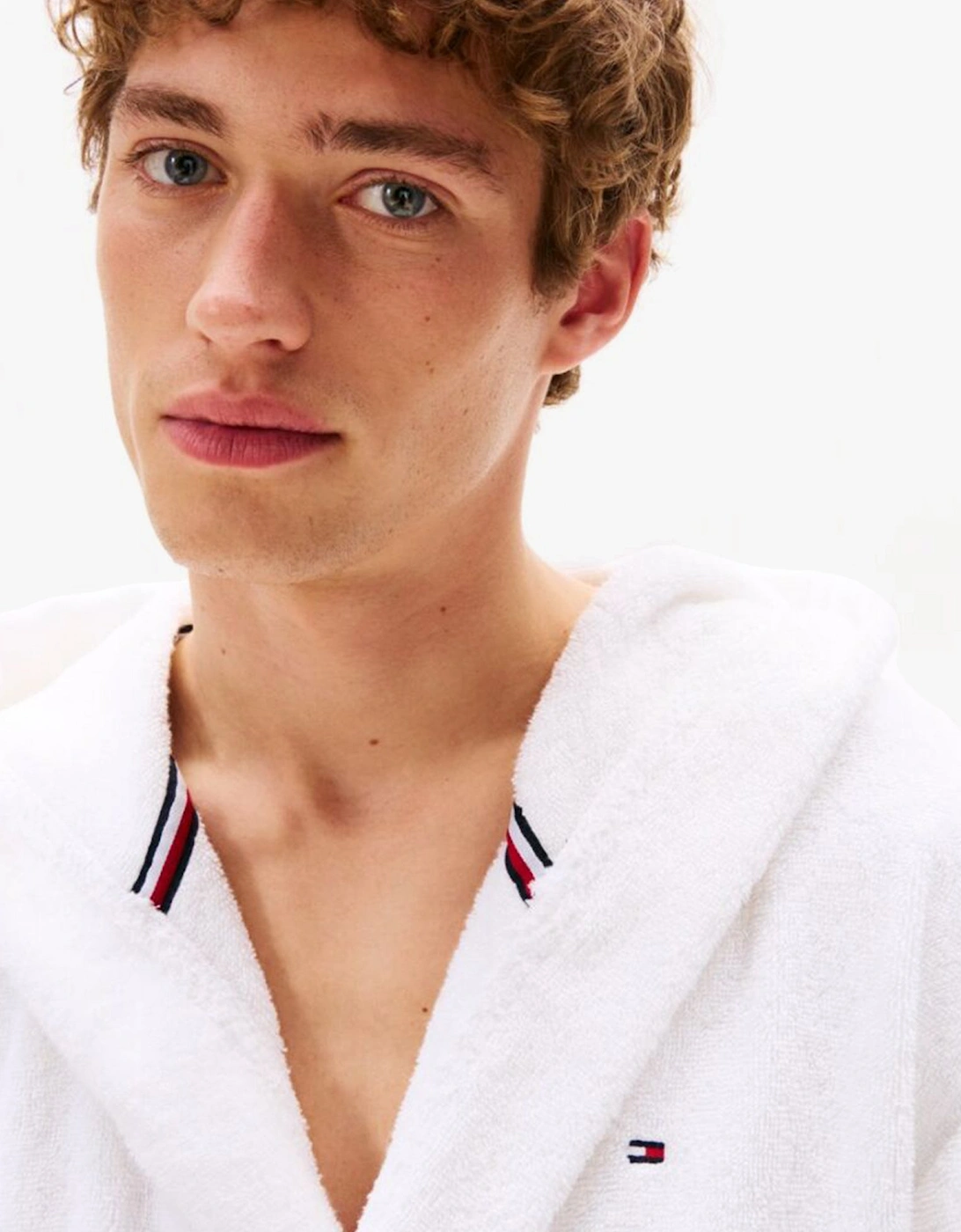 HOODED TOWELLING ROBE Mens Optic White
