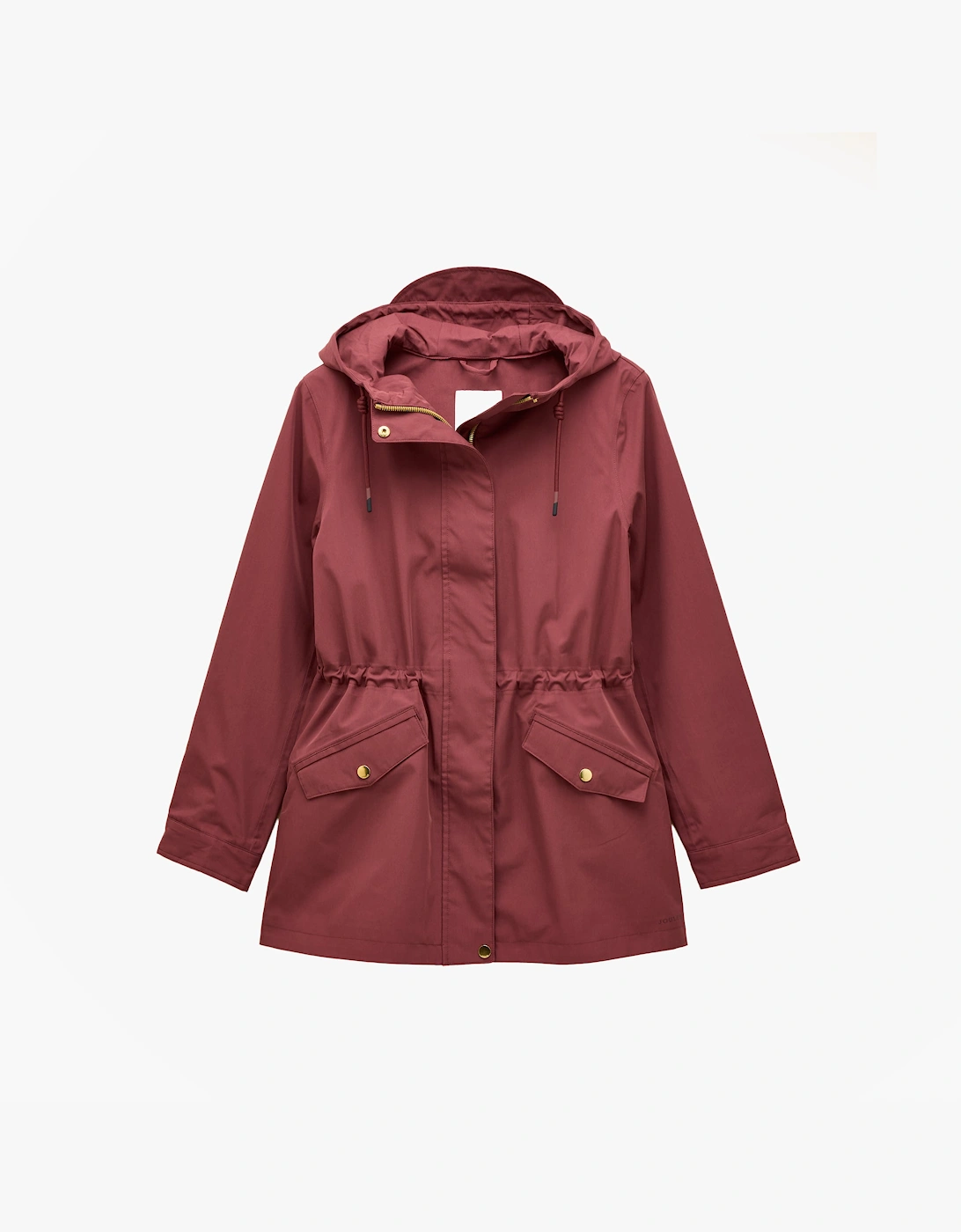 Women's Joules PORTWELL Waterproof Hoodie Raincoat With Adjustable Waist Oxblood - Red - Size: 8