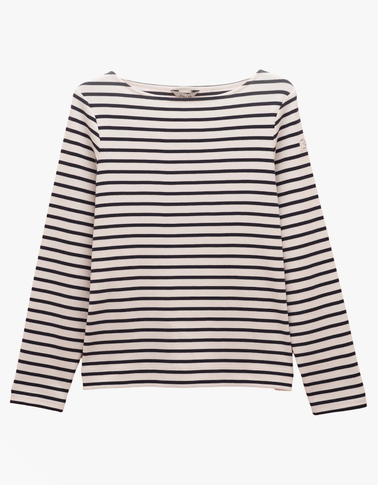 Harbour Boat Neck 100% Cotton Breton Top Cream/Navy
