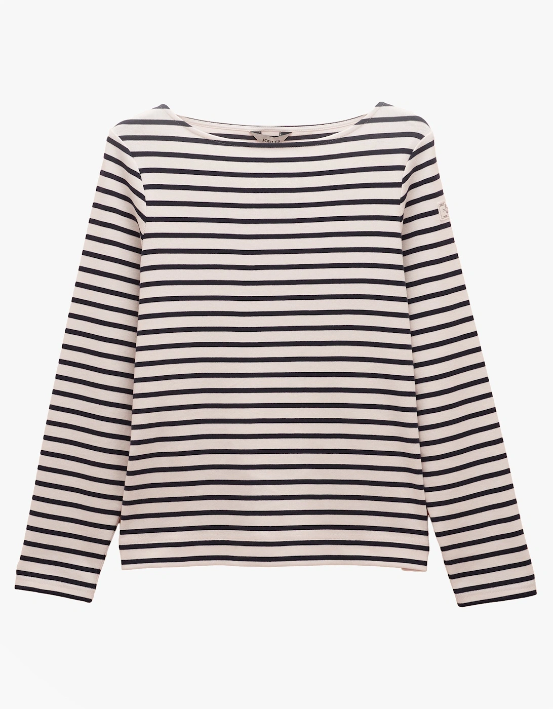 Harbour Boat Neck 100% Cotton Breton Top Cream/Navy, 5 of 4