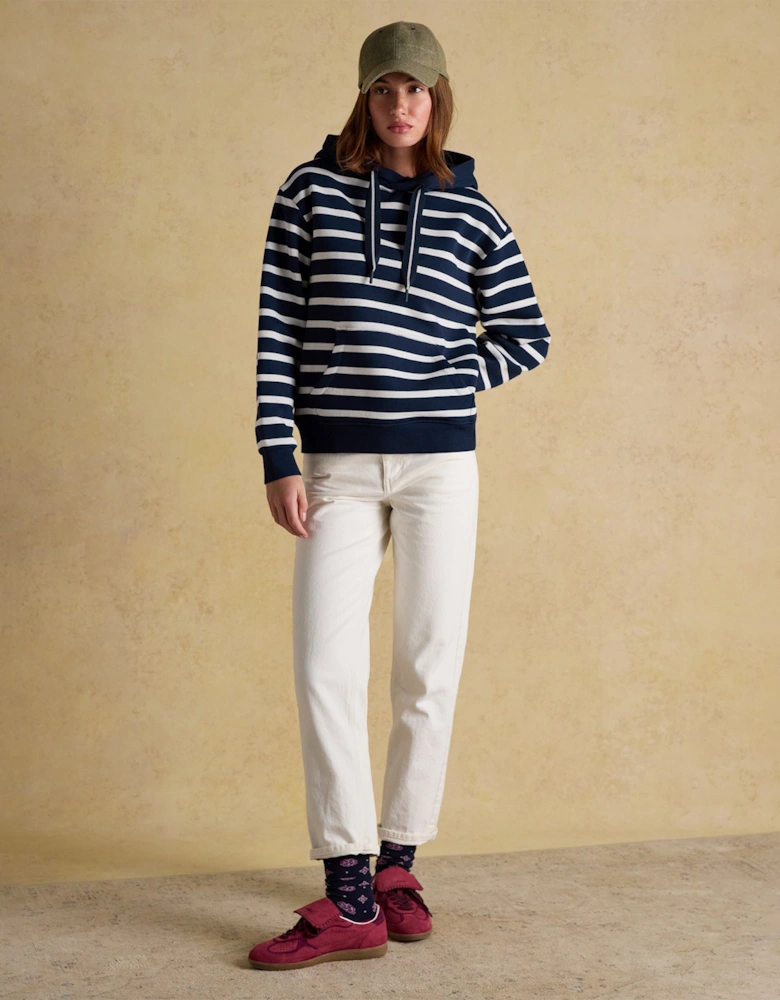 MILBOURNE Womens Hoodie Navy/White Stripe
