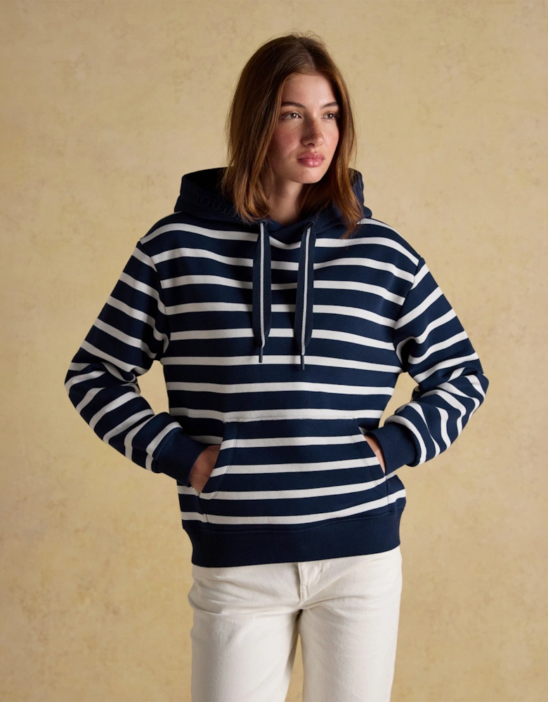 MILBOURNE Womens Hoodie Navy/White Stripe
