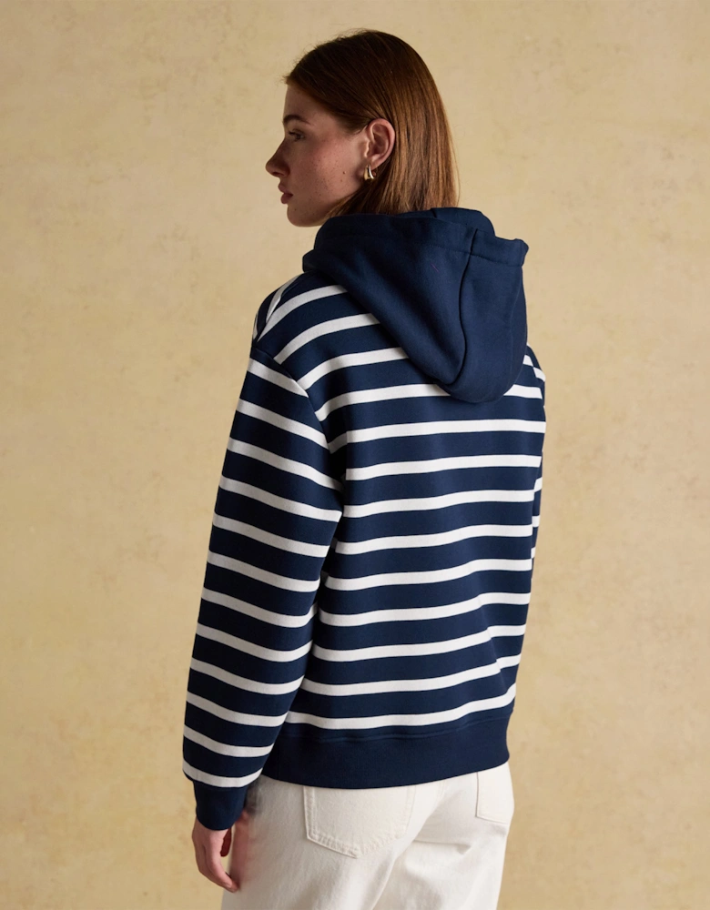 MILBOURNE Womens Hoodie Navy/White Stripe
