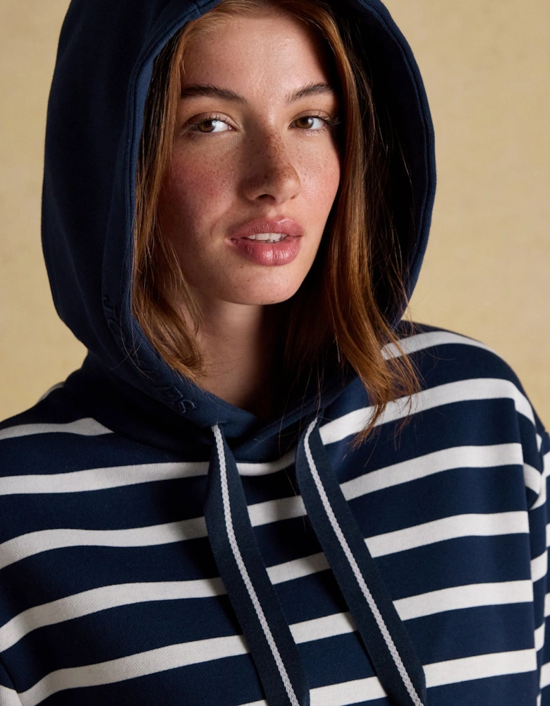 MILBOURNE Womens Hoodie Navy/White Stripe