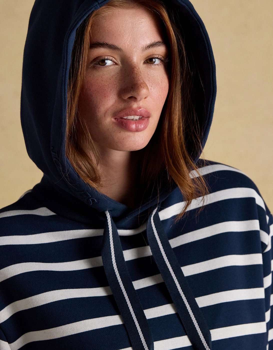 MILBOURNE Womens Hoodie Navy/White Stripe