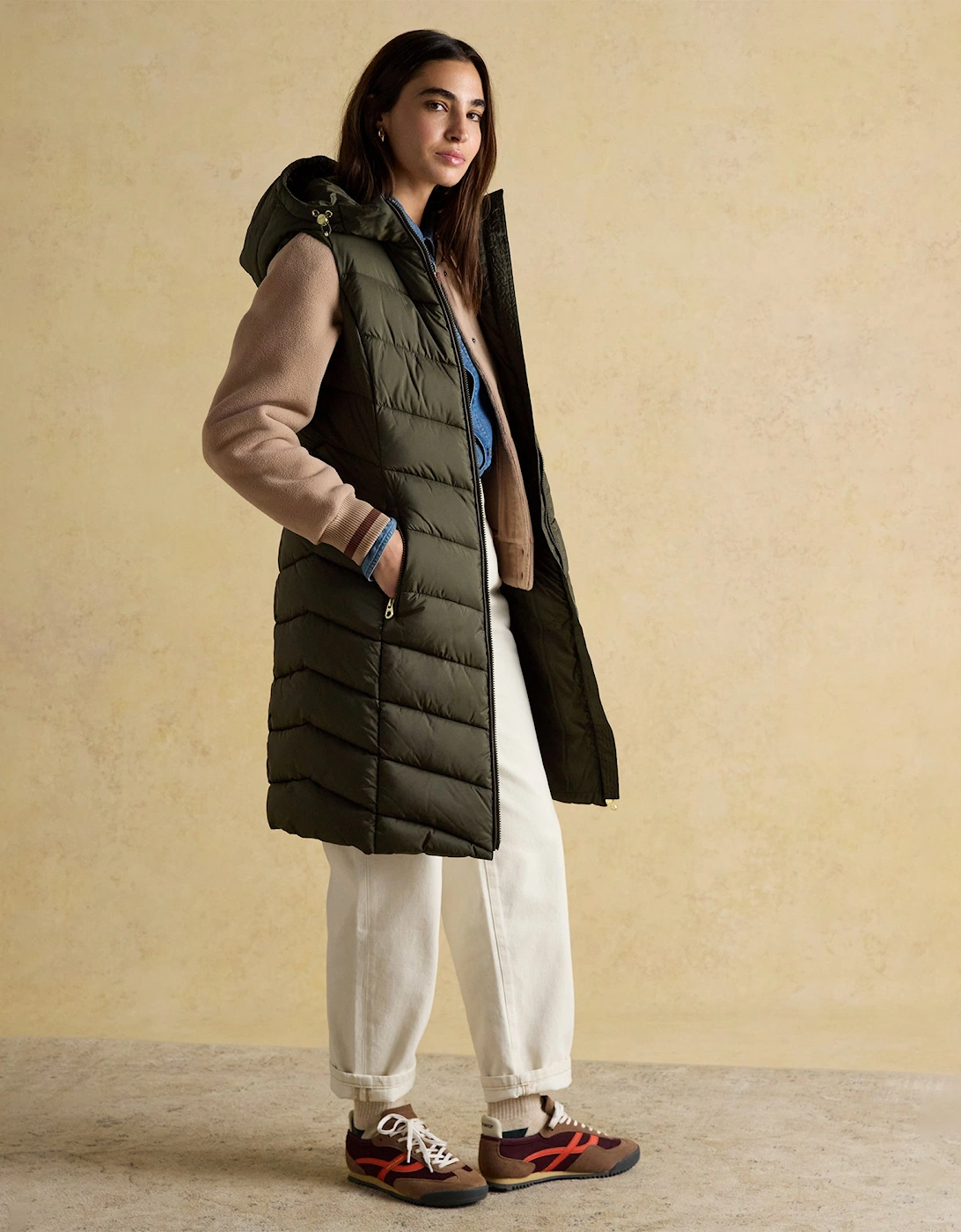 Moorsdale Womens Longline Showerproof Padded Gilet Green