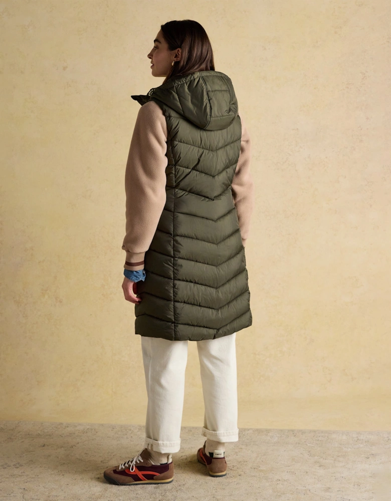 Moorsdale Womens Longline Showerproof Padded Gilet Green