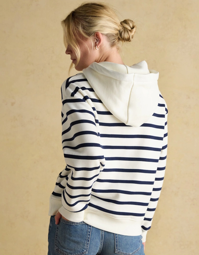 MILBOURNE Womens Hoodie Cream/Navy Stripe