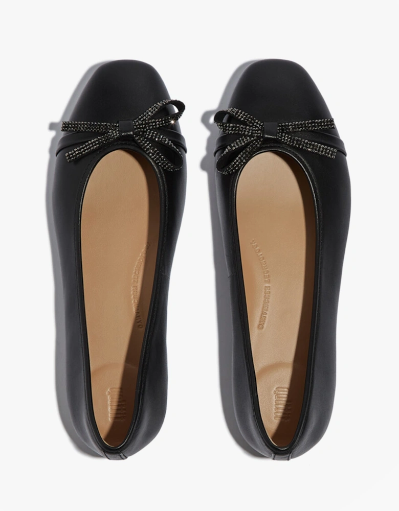 DELICATO GLITZ-BOW LEATHER Womens Ballet Black