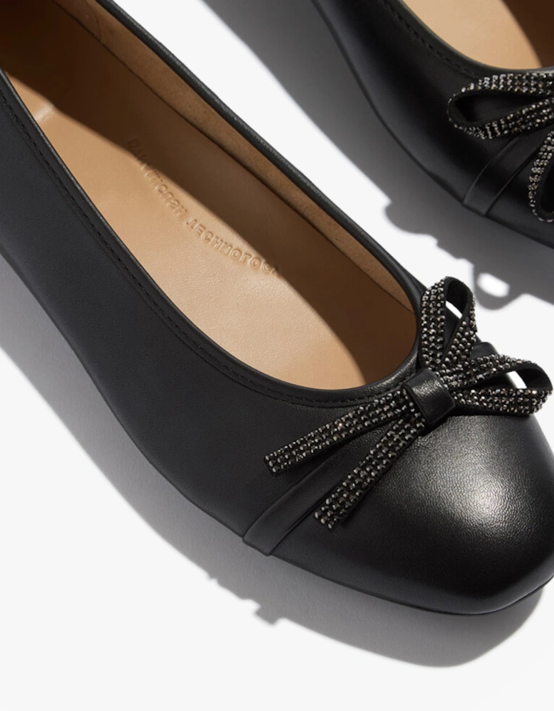 DELICATO GLITZ-BOW LEATHER Womens Ballet Black