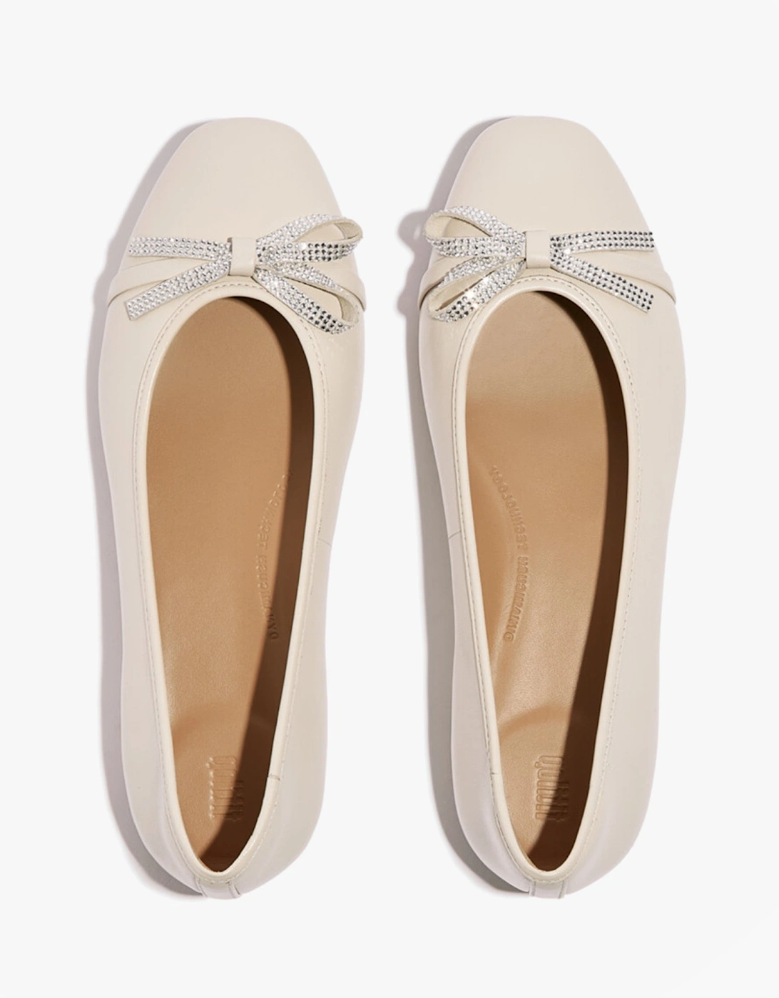 DELICATO GLITZ-BOW LEATHER Womens Ballet Paris Beige