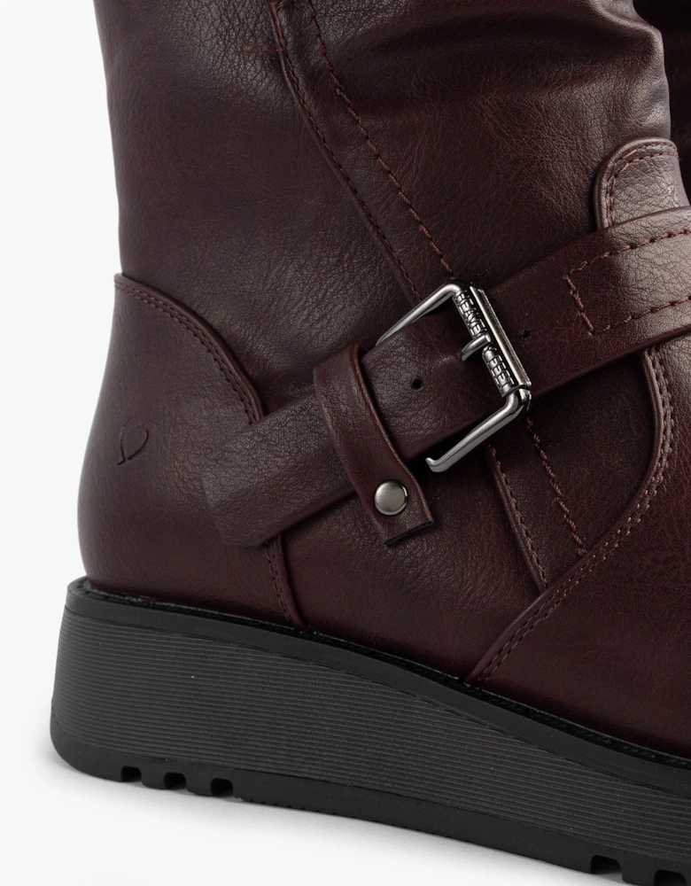 HANNAH4 Womens Mid Calf Boots Burgundy