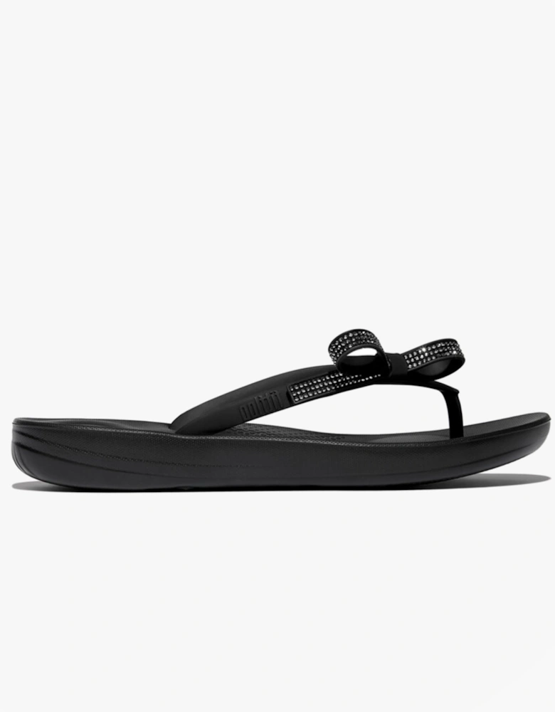 iQUSHION GLITZ-BOW Ladies Flip Flops Black