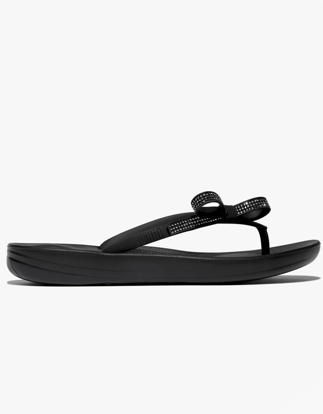 iQUSHION GLITZ-BOW Ladies Flip Flops Black, 7 of 6