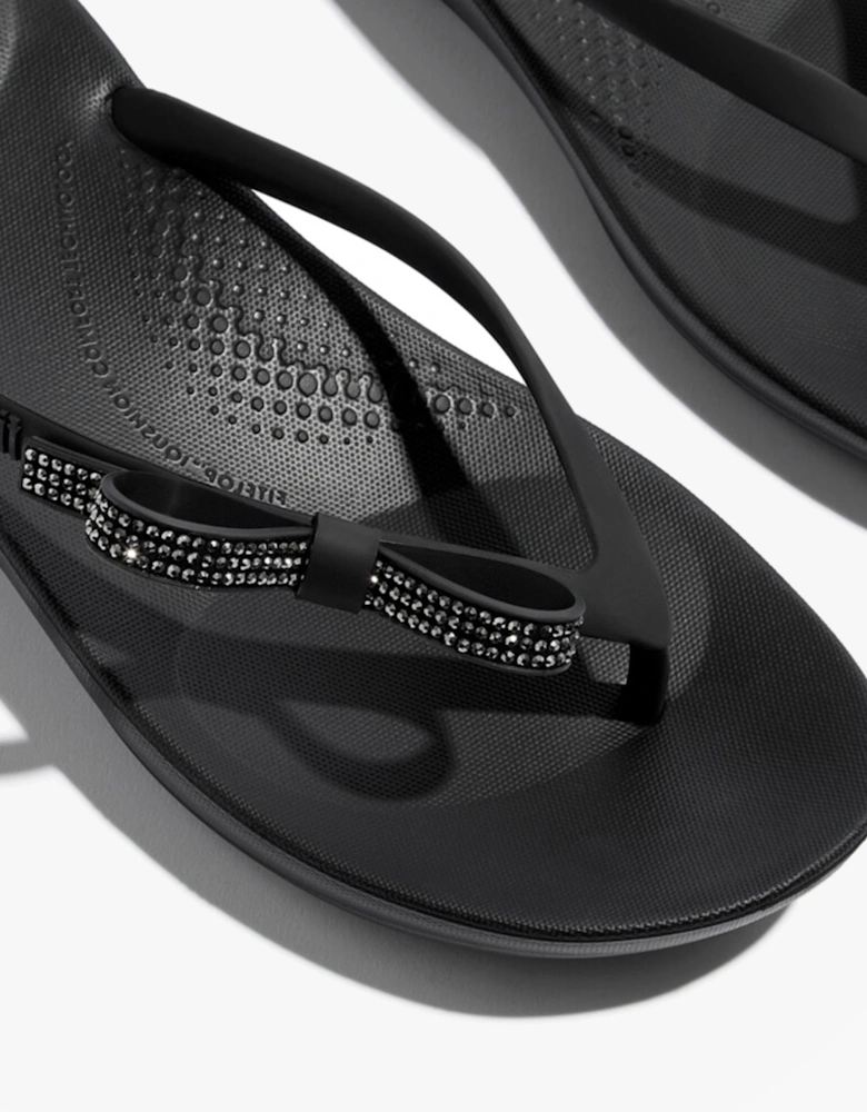 iQUSHION GLITZ-BOW Ladies Flip Flops Black