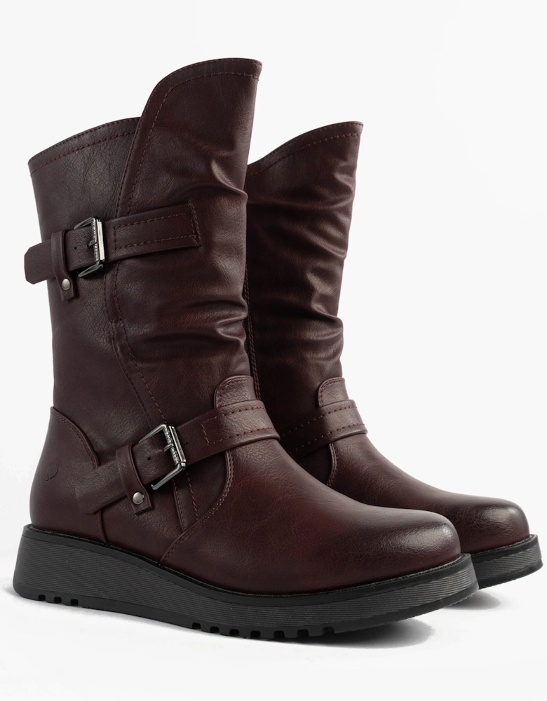 HANNAH4 Womens Mid Calf Boots Burgundy
