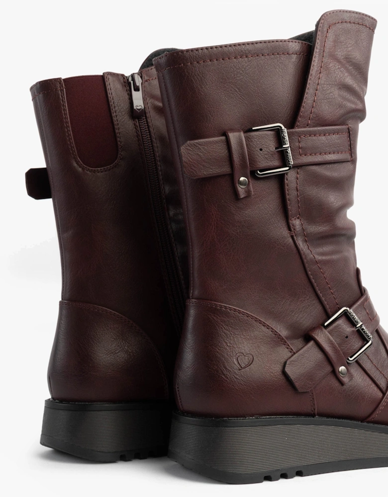 HANNAH4 Womens Mid Calf Boots Burgundy