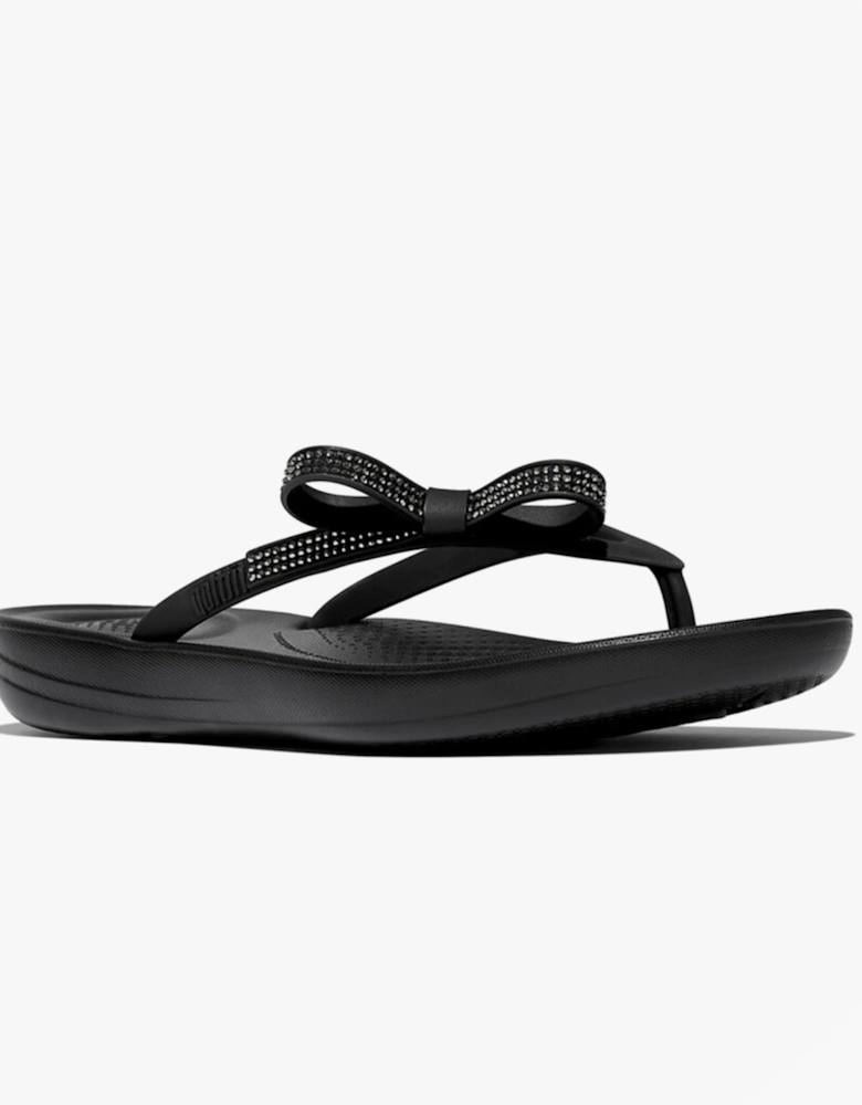 iQUSHION GLITZ-BOW Ladies Flip Flops Black