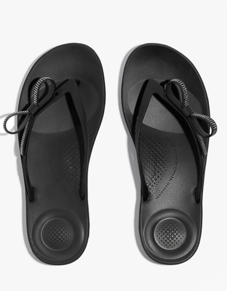 iQUSHION GLITZ-BOW Ladies Flip Flops Black