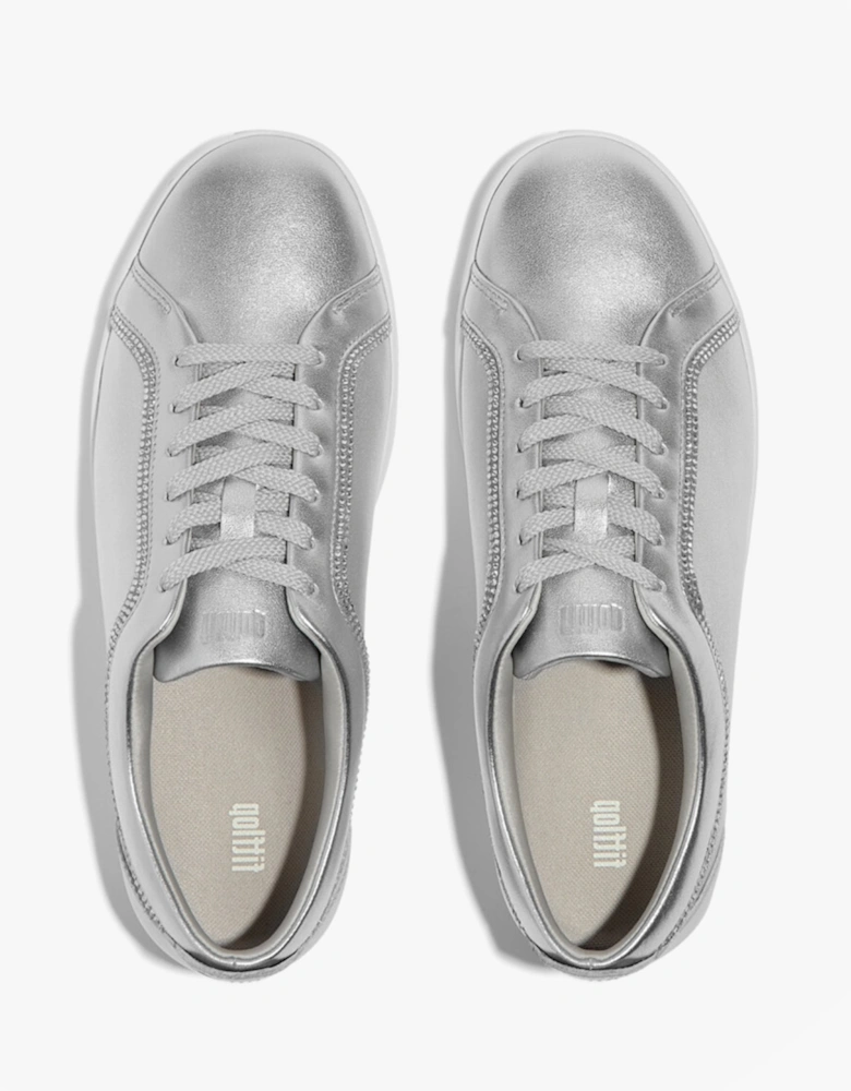 RALLY CRYSTAL-TRIM LEATHER Womens Fashion Trainers Silver