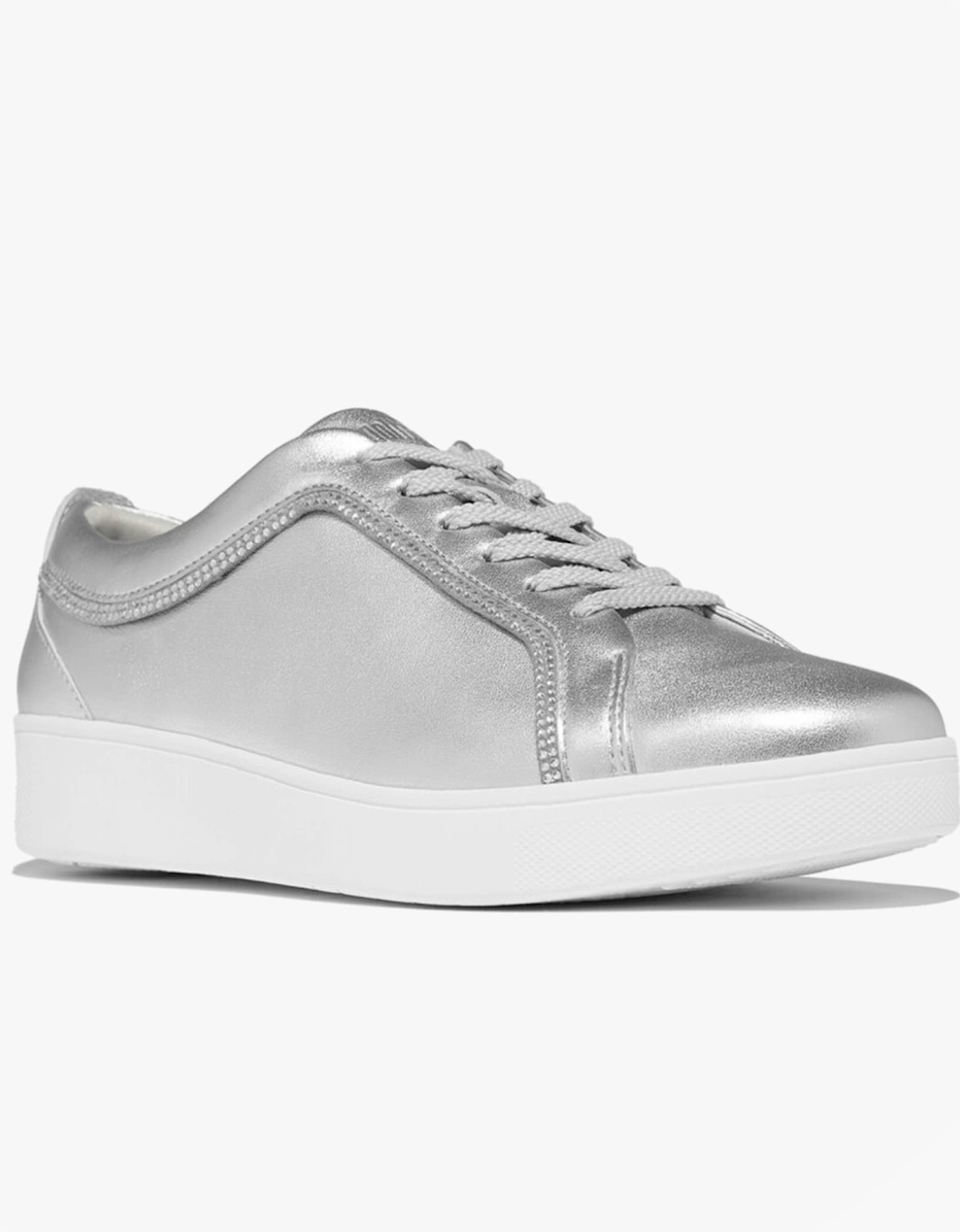 RALLY CRYSTAL-TRIM LEATHER Womens Fashion Trainers Silver