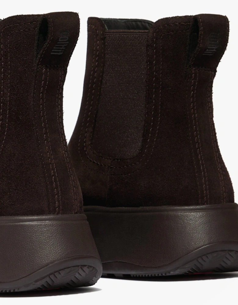F-MODE STITCH WARM SUEDE Ladies Chelsea Boots Chocolate Brown