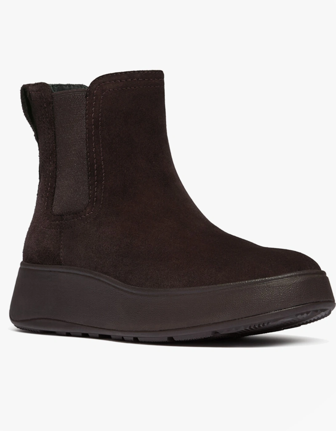 F-MODE STITCH WARM SUEDE Ladies Chelsea Boots Chocolate Brown