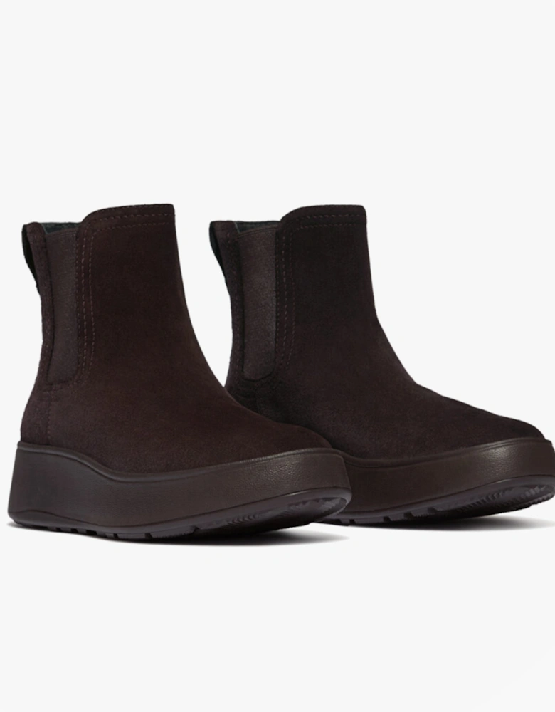 F-MODE STITCH WARM SUEDE Ladies Chelsea Boots Chocolate Brown