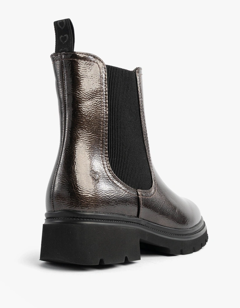 ZETA Womens Chelsea Boots Pewter Patent
